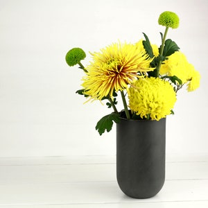 Contemporary Gray Porcelain Vase. Minimalist Handmade Ceramic Tube Vase. Black & Silver. Wedding Delicate  Clay Vase Design by CONCEPTstudio