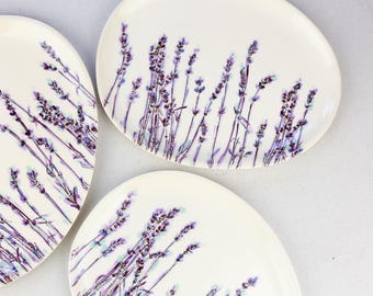 Handmade Ceramic Plate. Porcelain Serving Plate. Ceramic Dinner Plate. Pottery Plates. Porcelain Dinnerware. Lavender Plate. Wedding Gift