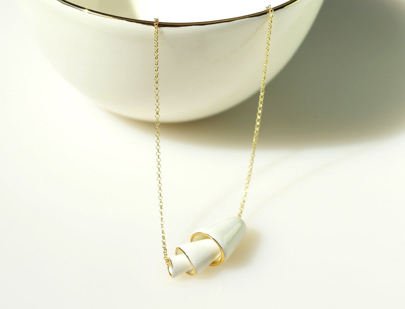 Geometric Porcelain Jewelry. Ceramic Minimalist Pendant. Dainty Jewelry. Abstract Elegant Necklace. Wedding Necklace Design by CONCEPTstudio image 9