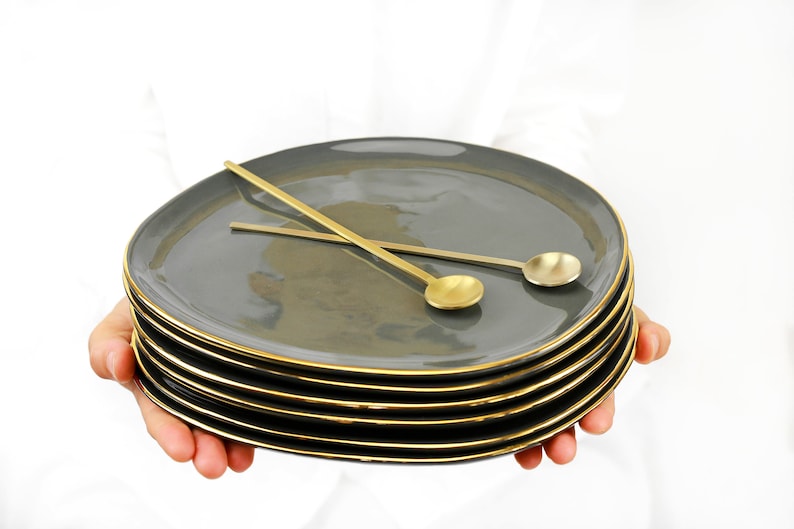 Ceramic Dinner Plate. Handmade Ceramic Plate. Porcelain Serving Plate. Pottery Plates. Porcelain Dinnerware. Silver Plate. Housewarming Gift 画像 1