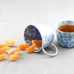 Handmade Coffee Mug. Blue Polka Dots Porcelain Cup. Tea Ceramic Dainty Mug. Coffee Lovers. Stoneware Simple Clay Mug design by CONCEPTstudio image 5