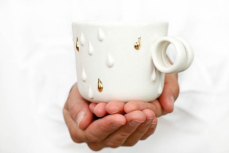 Tasse à Café en Céramique Faite La Main.tasse Thé Porcelaine. Raining Relief Romantic Cup.wedding Wh