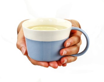 Handmade Blue Mug. Ceramic Coffee Cup. Porcelain Simple Tea Mug.Cappuccino Mug.Porcelain Blue Coffee Lovers  Mug Collection by CONCEPTstudio