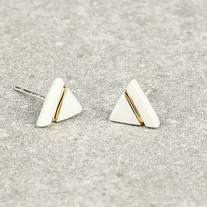 White Gold Porcelain Geometric Earrings. Minimalist Stud Earrings. Ceramic Jewelry. Wedding Delicate Stud Earrings Design by CONCEPTstudio
