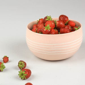 Porcelain Minimalist Bowl. Handmade Ceramic Bowl Simple Serving Stoneware Small Bowl Pink & White Bridal Muesli Bowl Design by CONCEPTstudio