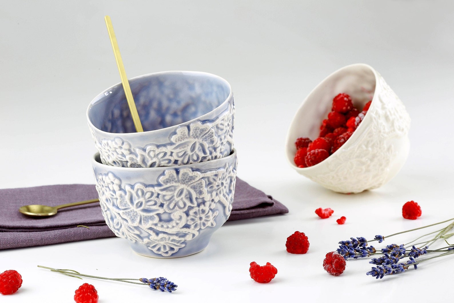 Handmade Ceramic Bowl. Porcelain Coffee Lace Bowl. Small Ceramic ...