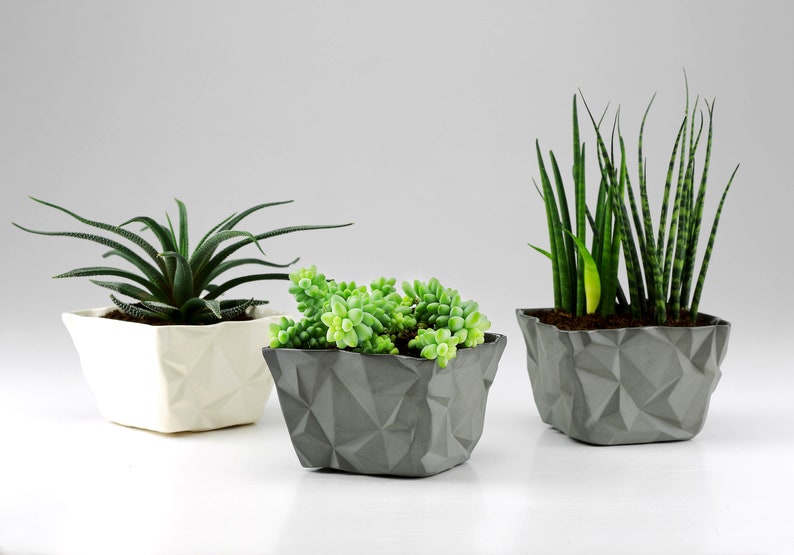 Ceramic Origami Planter. Geometric Porcelain Planter. Minimalist Handmade Ceramic Cactus Planter. Succulent Planter Design by CONCEPTstudio image 2