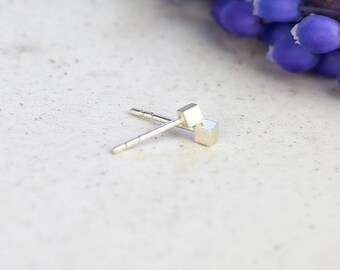 Geometric Silver Earrings. Silver Jewelry. Minimalist Earrings Studs. Special Gift to Her. Wedding Silver Earrings. Tiny Cube Earrings