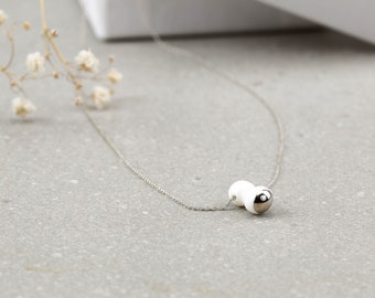 Minimalist Necklace. Silver Tiny Necklace. Porcelain Jewelry. Contemporary Ceramic Jewelry. Wedding Simple Pendant Design by CONCEPTstudio.