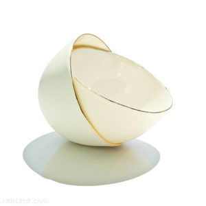 Porcelain Minimalist Bowl. Handmade Ceramic Bowl. Simple Serving Stoneware Small Bowl. White & Gold.Bridal Tea Bowl Design by CONCEPTstudio.