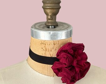 Silk Flower Choker in Cherry Red