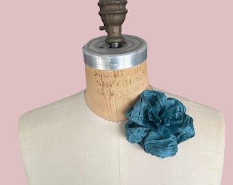 Silk Flower Pin in Teal