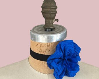 Silk Flower Choker in Cobalt Blue