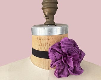 Silk Flower Choker in Purple Orchid
