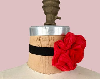 Silk Flower Choker in Jungle Red