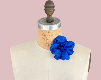 Silk Flower Pin in Cobalt Blue