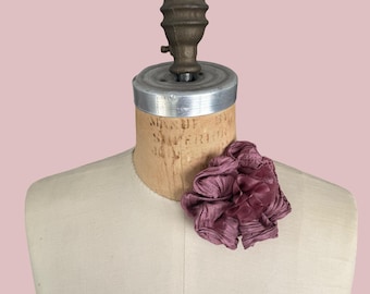 Silk Flower Pin in Antique Rose