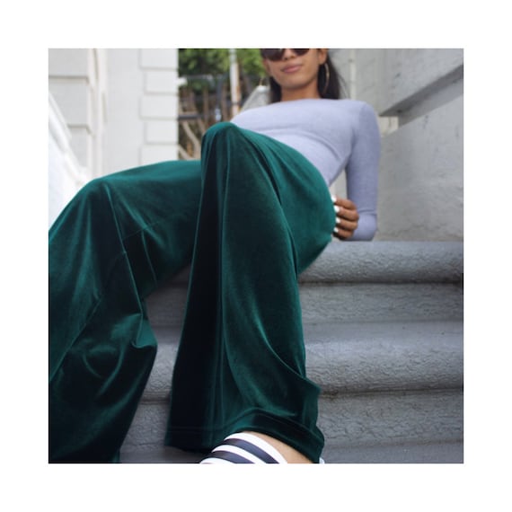 Stretch Velvet Pant-hunter Green - Etsy