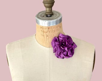 Silk Flower Pin in Purple Orchid