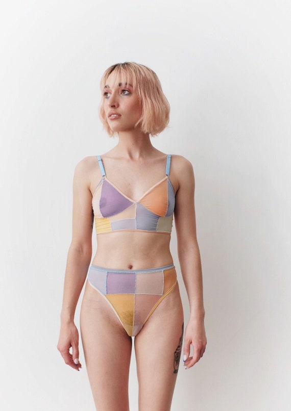 Patchy Boy Thong, High-waisted, Patchwork, Sheer Mesh Underwear, Pastel  Colours, Multi Coloured, Made With Love 