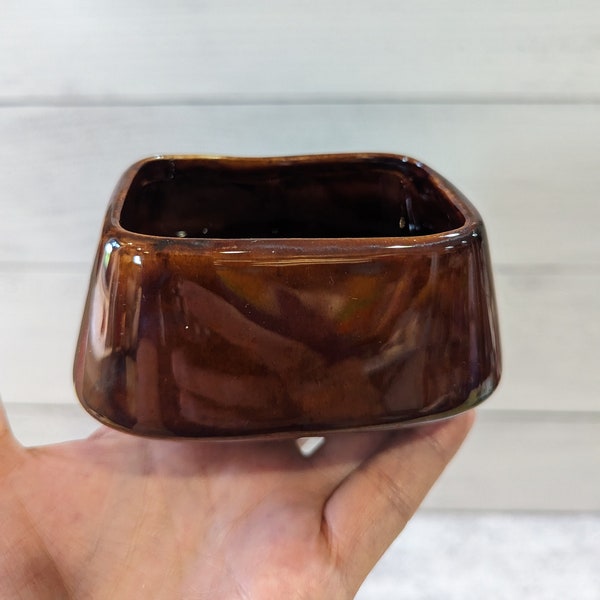 Vintage Brown Glaze Hall Pottery Restaurant Ware Sugar/Sweetener or Tea Bag Holder, Made in USA Pottery, Retro Kitchen Tabletop Accessories