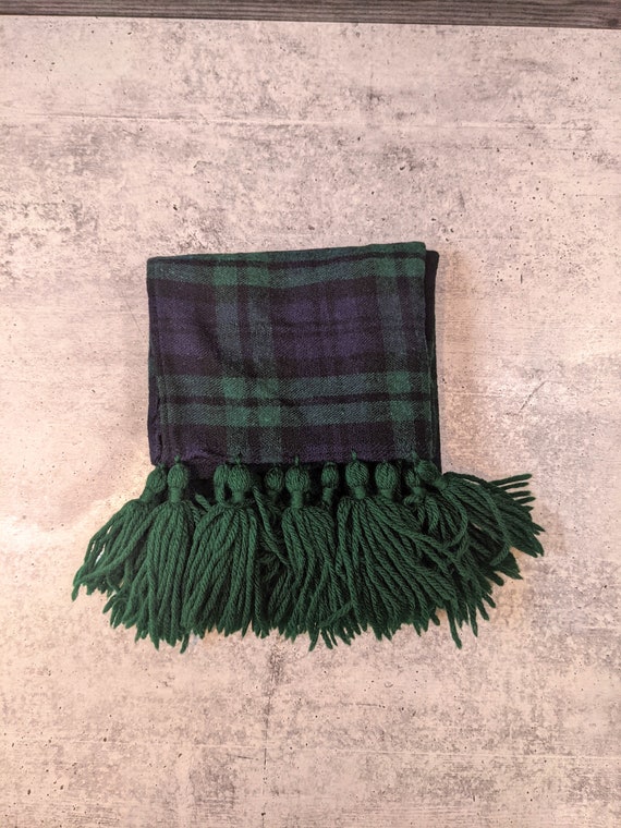 Vintage Green/Blue Tartan Top Scotch Glentex Wool… - image 1