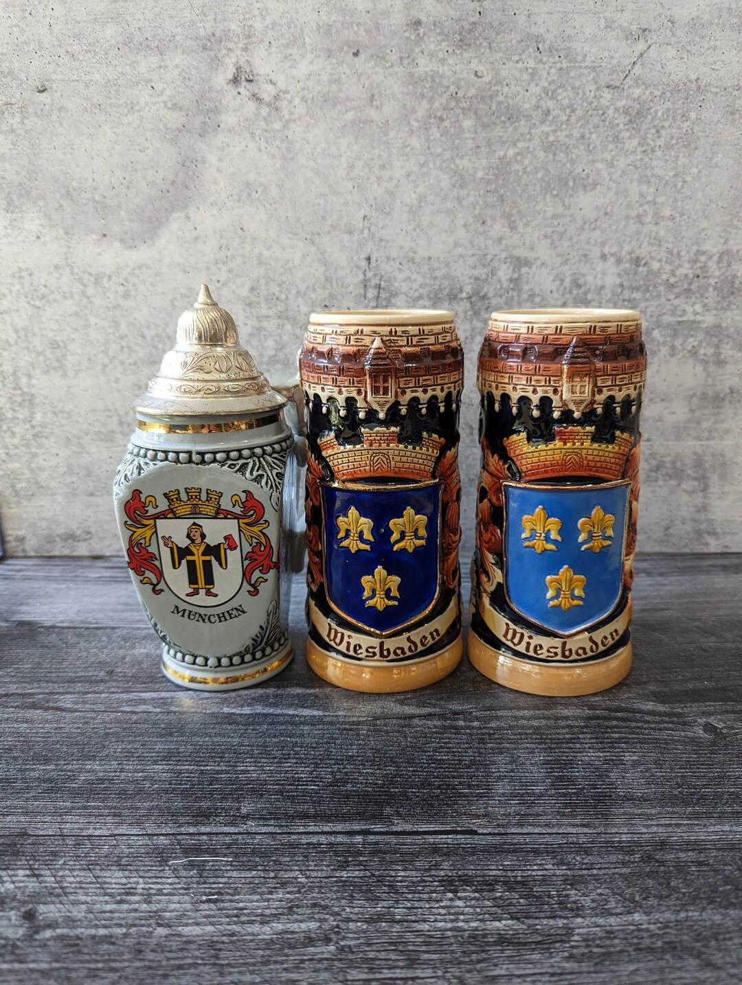 Vintage Original King German Steins, Your Choice Wiesbaden Light or ...