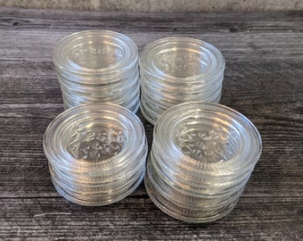 Vintage Presto Glass Ball Jar Lid Inserts, Glass Canning Jar Lids, Rustic Farmhouse Style, Raised Design Glass Jar Lids