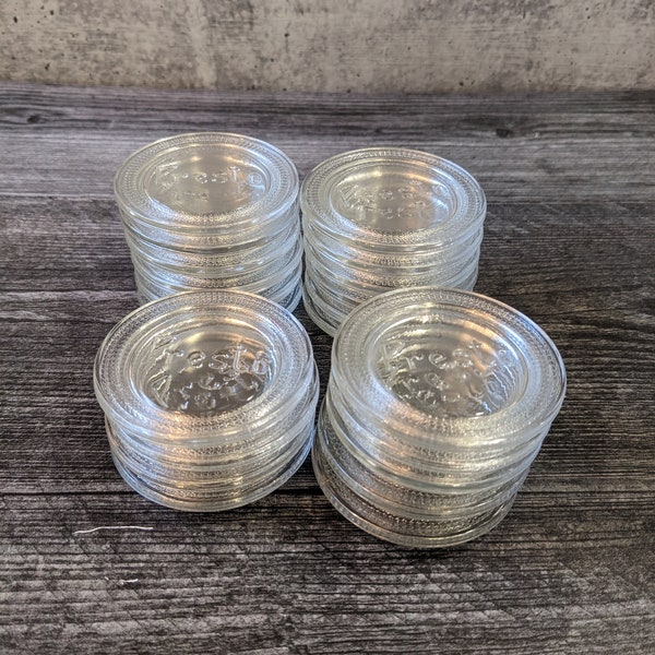 Vintage Presto Glass Ball Jar Lid Inserts, Glass Canning Jar Lids, Rustic Farmhouse Style, Raised Design Glass Jar Lids