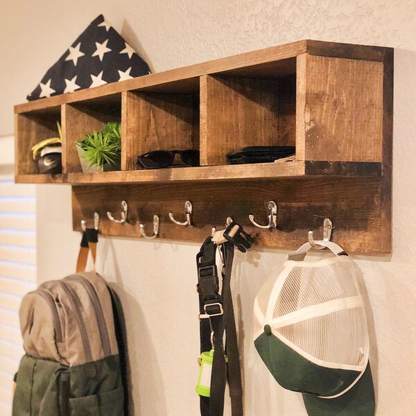 Wall Mounted Coat Rack With Cubbies Etsy