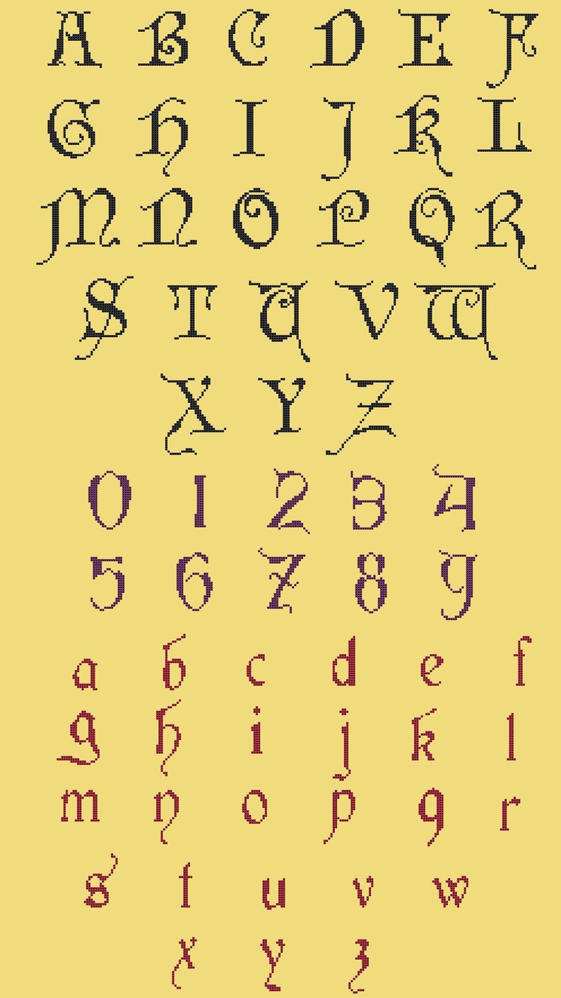 Old gothic alphabet Counted Cross Stitch alphabet Pattern | Etsy