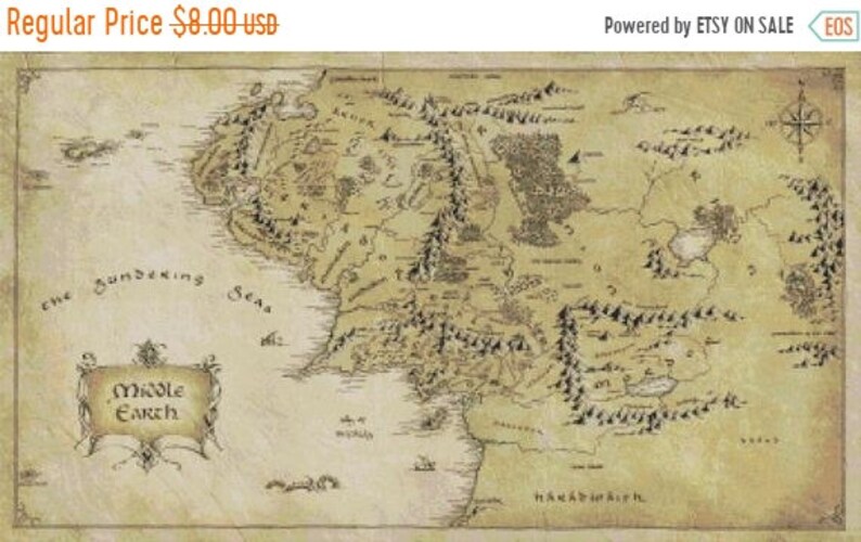 Lotr Counted Cross Stitch middle earth map pattern lotr Etsy
