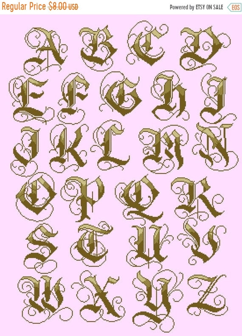 Old gothic alphabet Counted Cross Stitch alphabet Pattern | Etsy