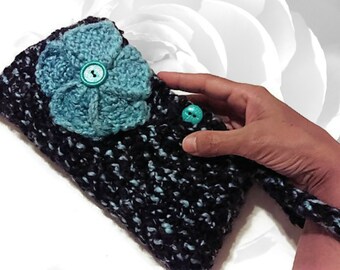 Embrague azul, embrague negro, embrague marrón, embrague azulado, embrague de flor, monedero azul, monedero azul, monedero negro, monedero marrón, colorido, bolso de punto