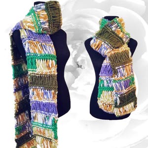 Kleurrijke sjaal, groene sjaal, gele sjaal, witte sjaal, paarse sjaal, Multicolor sjaal, Winter sjaal, dikke sjaal, gebreide sjaal, Boho sjaal