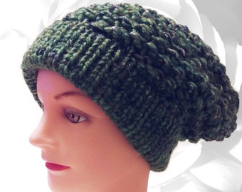Winter Hat, Green Hat, Green Slouchy, Black Hat, Black Slouchy, Silver Hat, Silver Slouchy, Winter Slouchy, Knitted Hat, Chunky Hat, OOAK