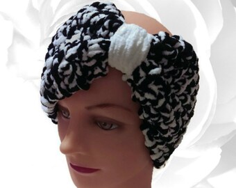 Black Ear Warmer, Black Headband, White Ear Warmer, White Headband, Head Warmer, Black White Ear Warmer, Winter Headband, Chunky Ear Warmer