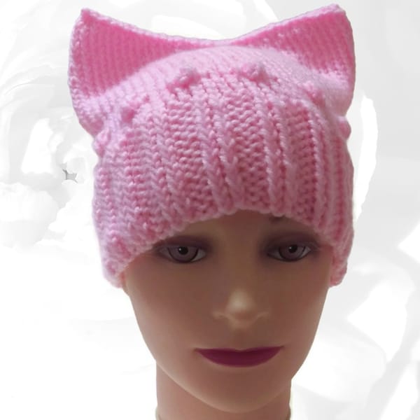 PussyHat, Pink PussyHat, Women's March Hat, Pink Hat, Cat Ear Hat, Pussy Hat Project, Pussy Cat Hat, Winter Hat, Warm Hat, Knit Hat, Fun Hat