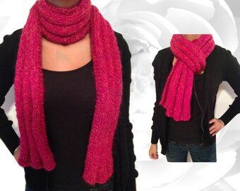 Pink Scarf, Gold Scarf, Winter Scarf, Knitted Scarf, Chunky Scarf, Warm Scarf, Pink Winter Scarf, Short Scarf, One of a Kind Scarf