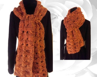 Orange Scarf, Brown Scarf, Multicolor Scarf, Orange and Brown Scarf, Winter Scarf, Warm Scarf, Knitted Scarf, Soft Scarf, Knitting