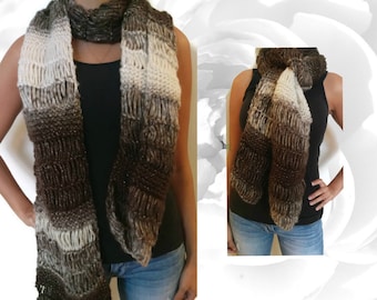 Bruine sjaal gouden sjaal, crème sjaal, grijze sjaal, Sequin sjaal, bruin Winter sjaals, Multicolor sjaal, warme sjaals, handgemaakt gebreide sjaal