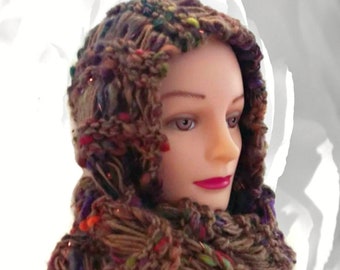 Zachte kleurrijke Infinity Scarf, Winter sjaal, bruin, groen, rood, paars, oranje Infinity Scarf, cirkel sjaal, Loop sjaal, dikke sjaal