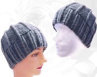 Gray Skull Cap, Gray Beanie, Gray Hat, Men's Gray Skull Cap, Women's Gray Skull Cap, Men's Gray Beanie, Women's Gray Beanie, Knit Hat, OOAK