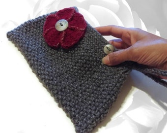 Gray Clutch, Red Clutch, Silver Clutch, Colorful Purse, Flower Clutch, Multicolor Handbag, Knitted Clutch, Knitted Purse, Knitted Handbag