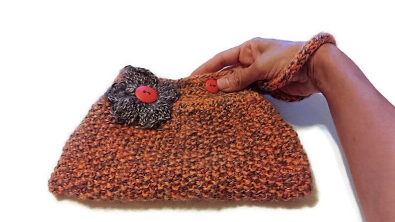 Orange Clutch, Brown Clutch, Cream Clutch, Flower Clutch, Orange Purse, Brown Purse, Cream Purse, Orange Wristlet, Brown Wristlet, White Bag image 2