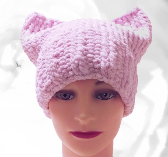 PussyHat, Pink PussyHat, Pink Hat, Cat Ear Hat, Pussy Hat Project, Pussy Cat Hat, Very Chunky Hat, Winter Hat, Cat Hat, Women's March
