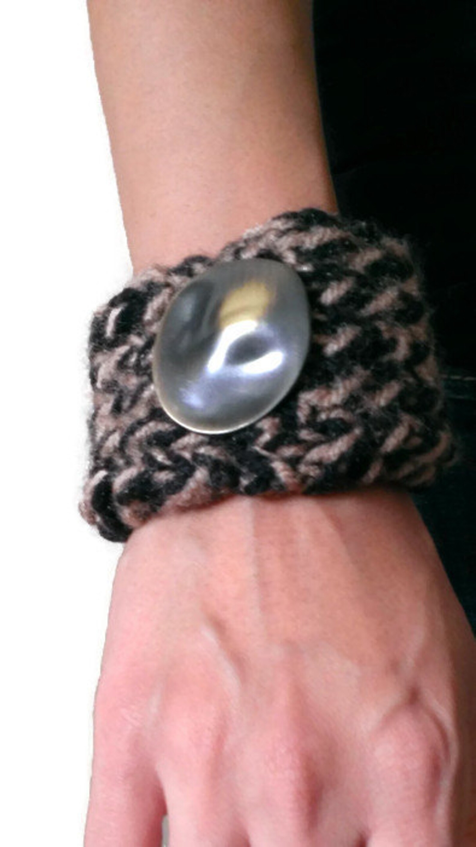 Knitted Bracelet Handmade Knit Brown and Black Bracelet Etsy
