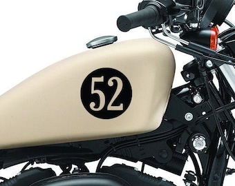 Cafe Racer Tank Number Decal, Vintage Motorcycle Sticker