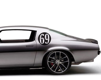 Classic Rally Racing Number Stickers, Vintage Muscle Car Decal