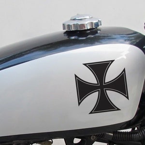 Adesivo con emblema per motocicletta, simbolo vintage dei veterani della croce di ferro, per Cafe Racer, Bobber, Chopper. Aspetto fantastico.